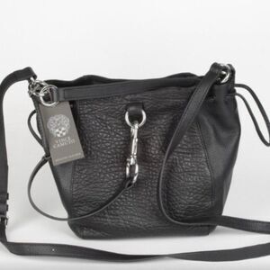Vince Camuto Black Textured Shoulder Bag with Silver Hardware